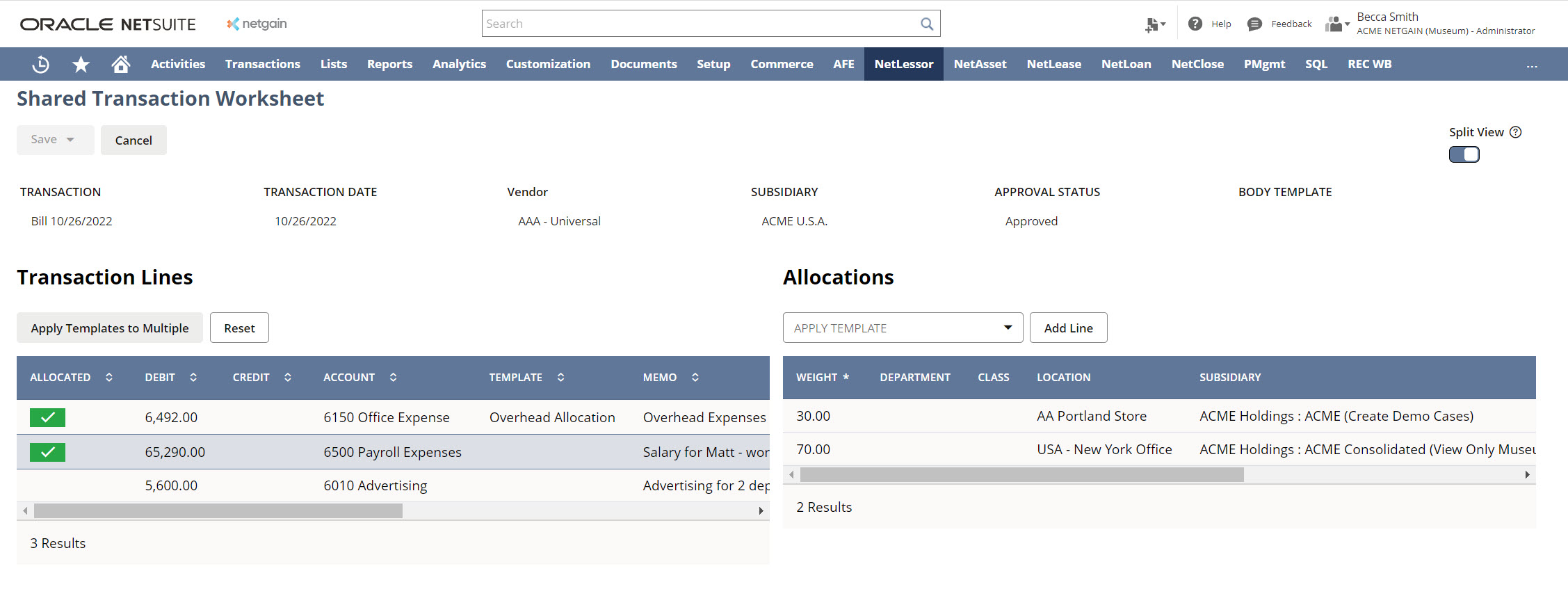 How to Allocate Transactions in NetSuite to Segments and Subsidiaries